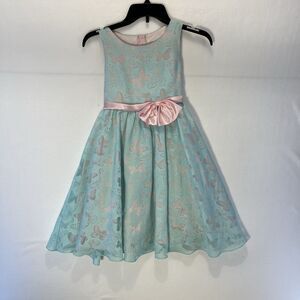 Kids Dream Butterfly Dress Girl’s Size 7-8 Blue/Pink Made in USA Style# 382